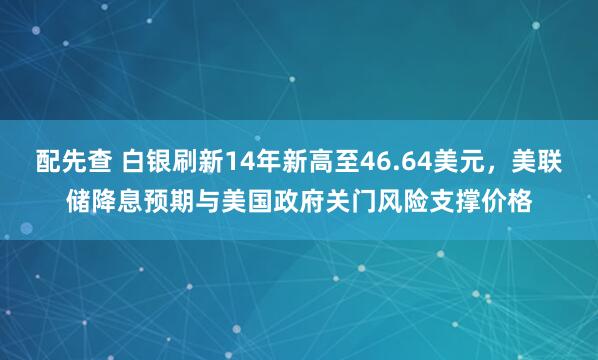 配先查 白银刷新14年新高至46.64美元，美联储降息预期与美国政府关门风险支撑价格